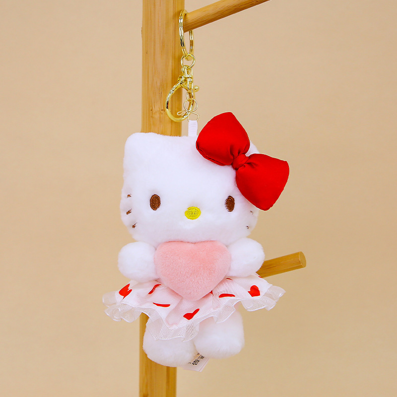 正版三丽鸥Hello Kitty凯蒂猫经典款毛绒公仔挂件可爱玩偶包挂饰|undefined
