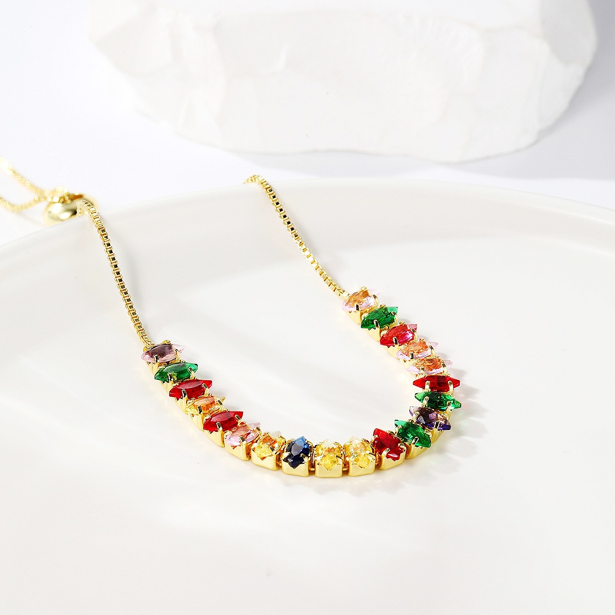 Fashion Devilu0027S Eye Square Copper Inlaid Zircon Bracelets 1 Piece