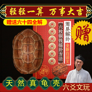 真乌龟壳草龟甲文玩六爻起卦六十四卦摇卦工具乾隆铜钱手把件-阿里巴巴