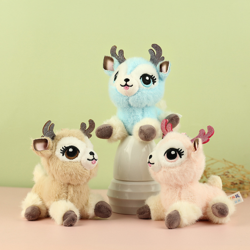 Cutie ciruela ciervo colgante juguetes de peluche Navidad ciervo muñeca bolsas colgante muñeca llaveras muñecas de tela