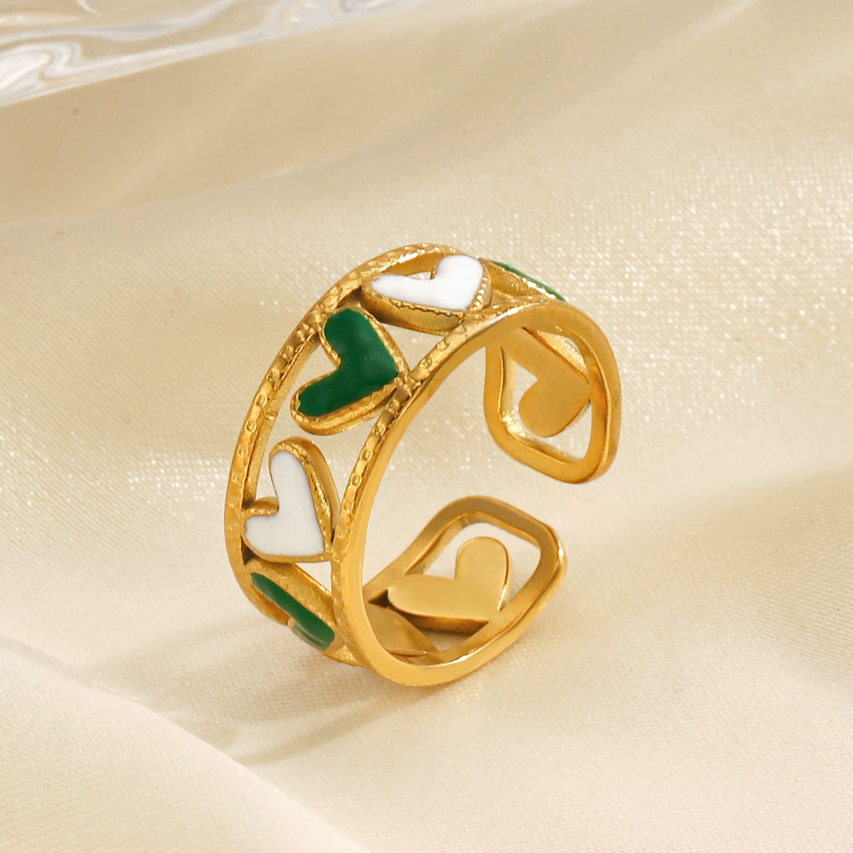 Fashionable one size ring hip-hop style, white coloring book stainless steel, European style, simple and elegant design