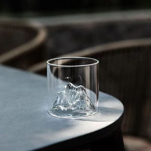 National tide mountain and river viewing cup Mount Fuji glass transparent iceberg water cup heat-resistant tea cup owner