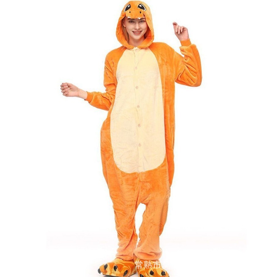 GENG fantasma pareja pijamas otoño e invierno cálido cremallera homewear Franela inodoro versión animal de dibujos animados pijamas de una pieza