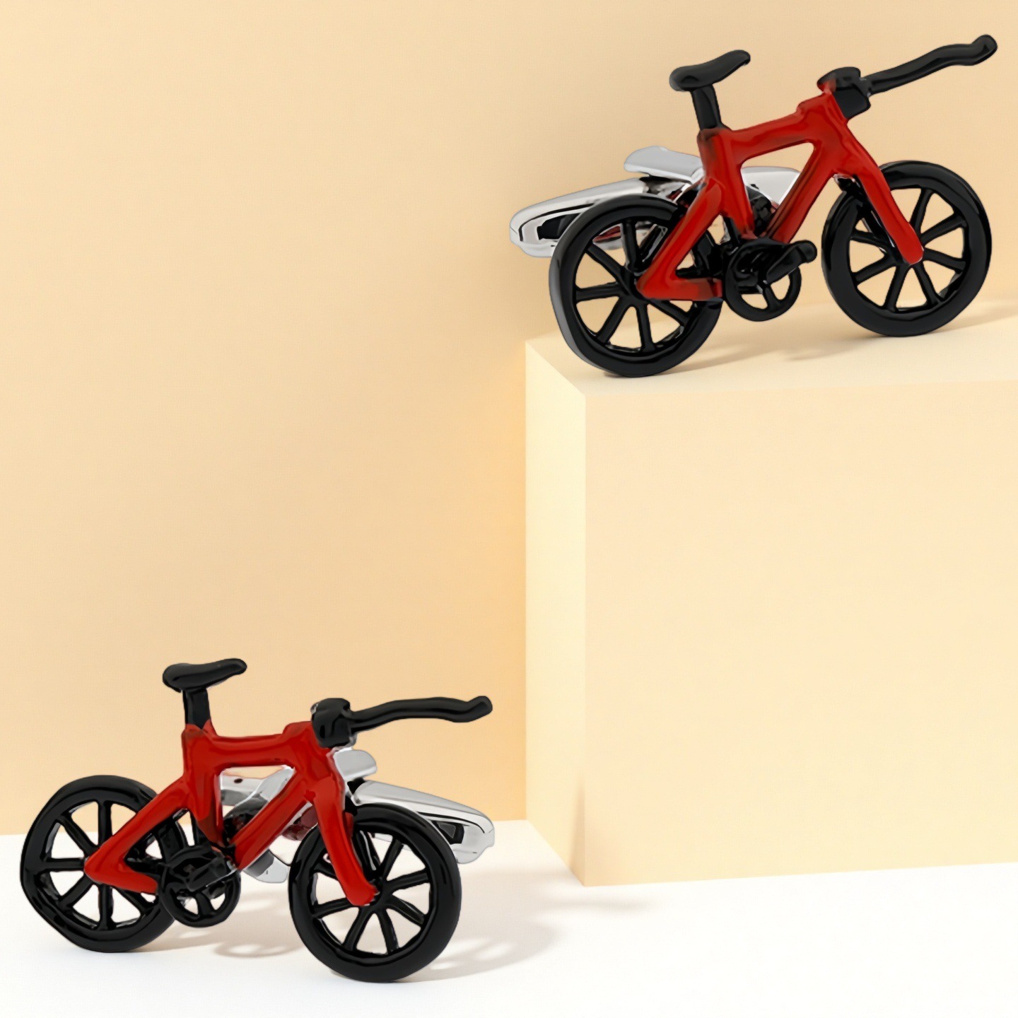 High Quality French Cufflinks Cuff Cuff Studs Men's cufflinks Pictographic Cufflinks Red and Black Bicycle Elastic Sleeves