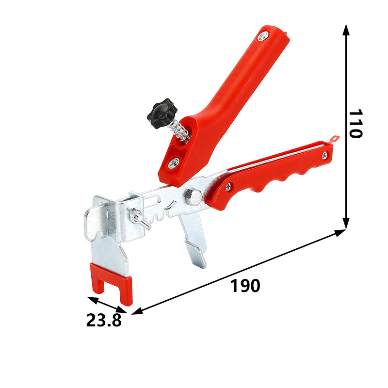 タイルレベリング器レベリング器のベースにタイルを貼り付けて、使い捨てレベリング器のクリップペンチのタイルを縫います。