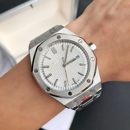 Aijia Big Dial Automatic Watch Zf Factory Royal Oak Ap Men's Stainless Steel Calendar Wristwatch Luminous Stainless Steel