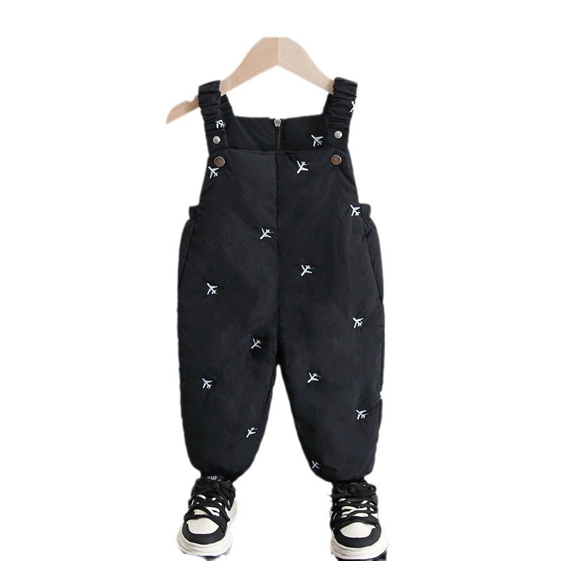 6907 babero para niños modelos de otoño e invierno nuevos pantalones de bebé para niños ropa de invierno pantalones de algodón engrosados para niños