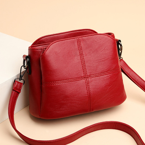 Soft leather fashionable bucket bag for middle-aged mothers  new Korean style simple and atmospheric one-shoulder crossbody bag casual