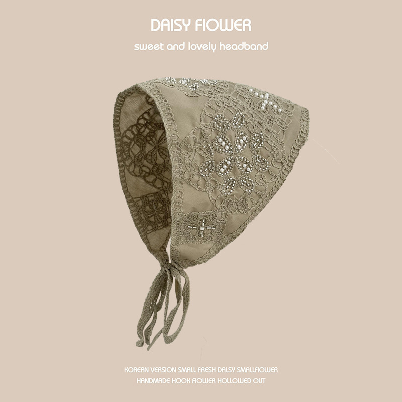 Primavera y Verano en línea Celebrity ins viaje hecho a mano de ganchillo bufanda del triángulo las mujeres lindo dulce banda pelo punto pañuelo sombrero