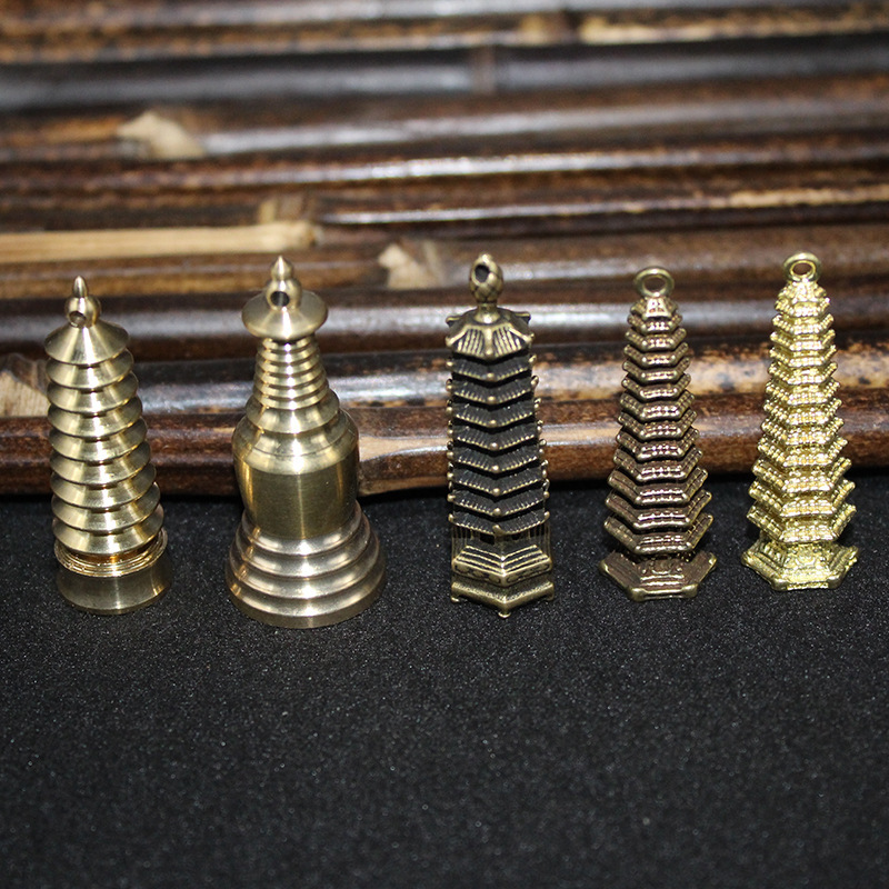 Brass Keychain Pendant Wenchang Pagoda Pure Copper Great White Pagoda Antique Copper Ornament Gift Item