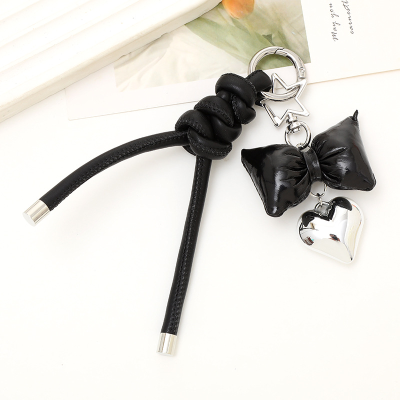 Valentine'S Day Festival 1 Piece Basic Heart Shape Bow Knot Pu Leather Valentine'S Day Keychain