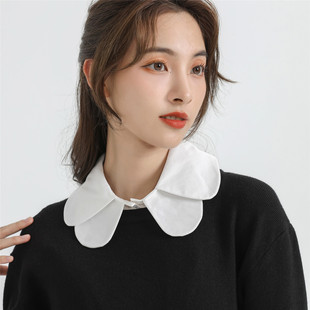 White Double-Layer Chiffon Collar Round Neck Fake Collar for Women with Sweater and Fake Collar Cross-Border Manufacturer Wholesale
