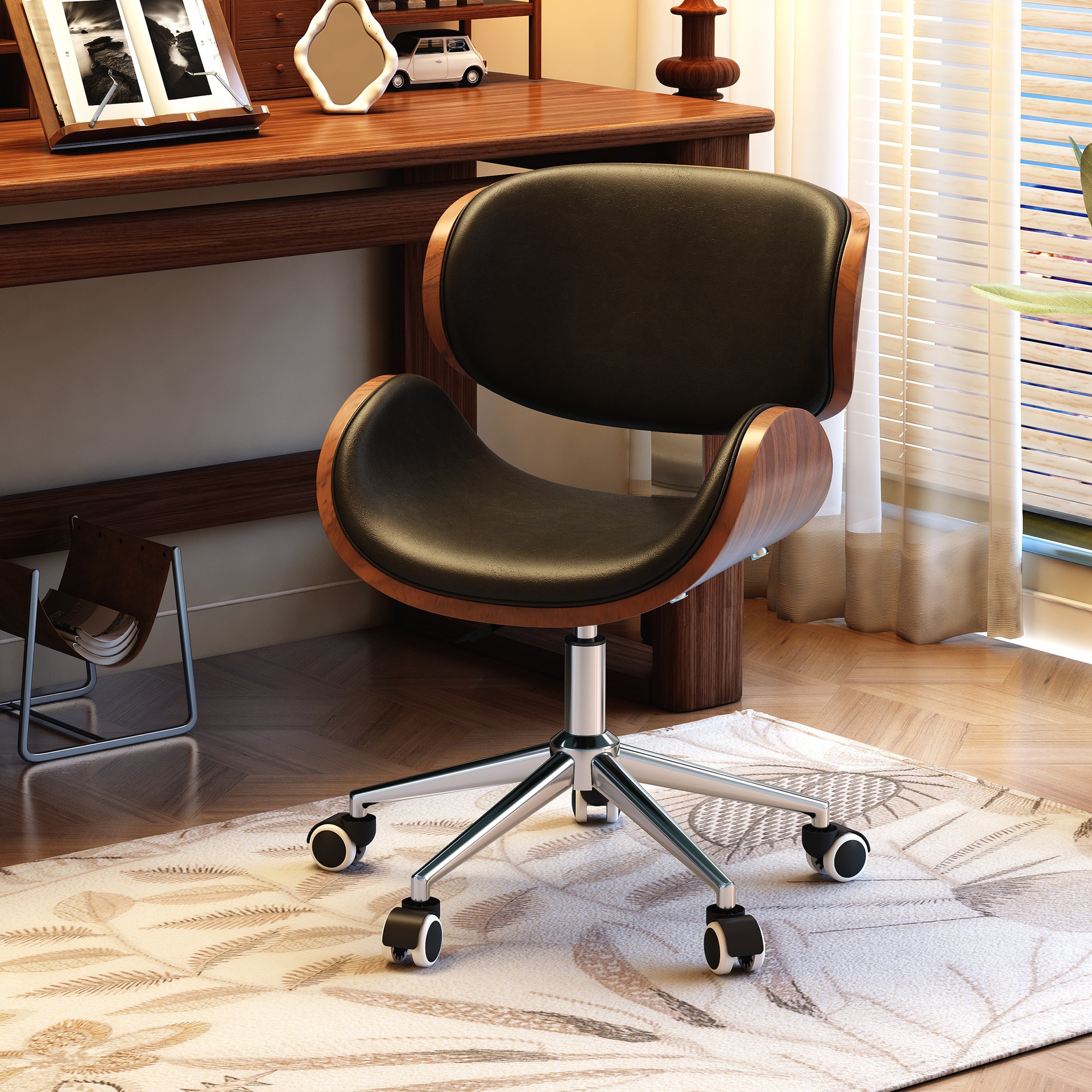 Silla de computadora de estilo medieval sala de estudio doméstica silla de respaldo de oficina elevable silla de escritorio giratorio silla de madera maciza silla imes