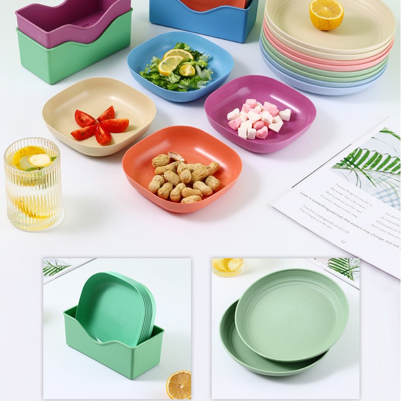 Simple Wheat Straw Bone Dish Suit Household Snack Plate