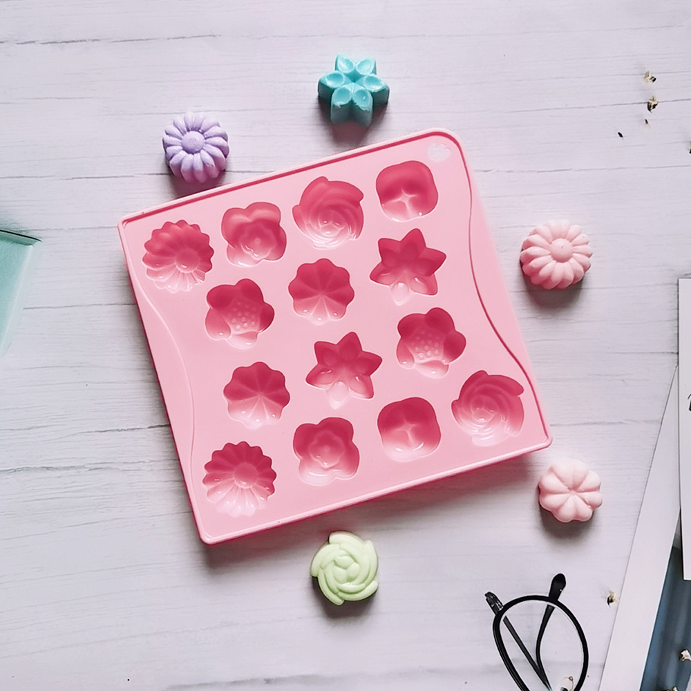 14 flores 60 molde de silicona pastel helado pudín molde de postre jabón utensilios