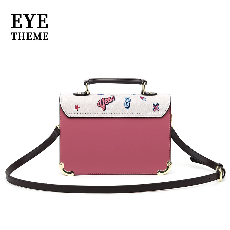 2025, nueva impresión de bolsas cuadradas de estilo de flip-top, contraste de color encantador graffiti viento damas camiseta 2761 #