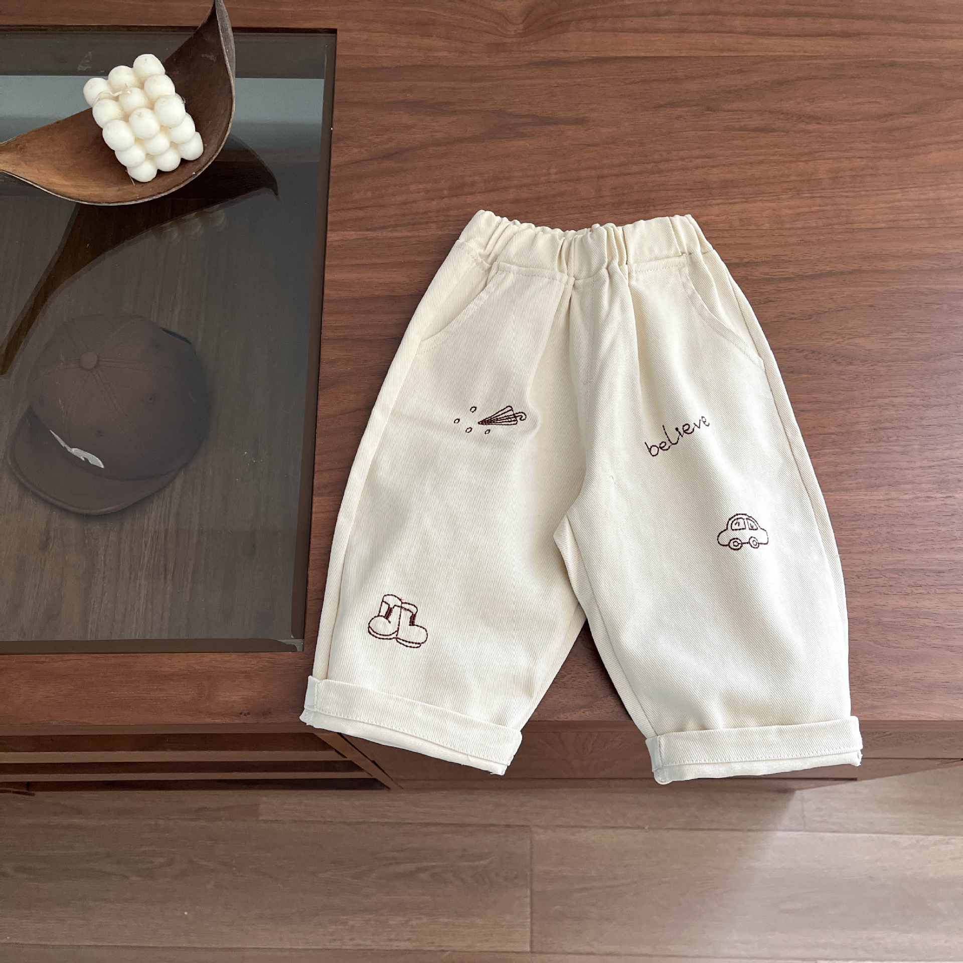 Trousers, with embroidery