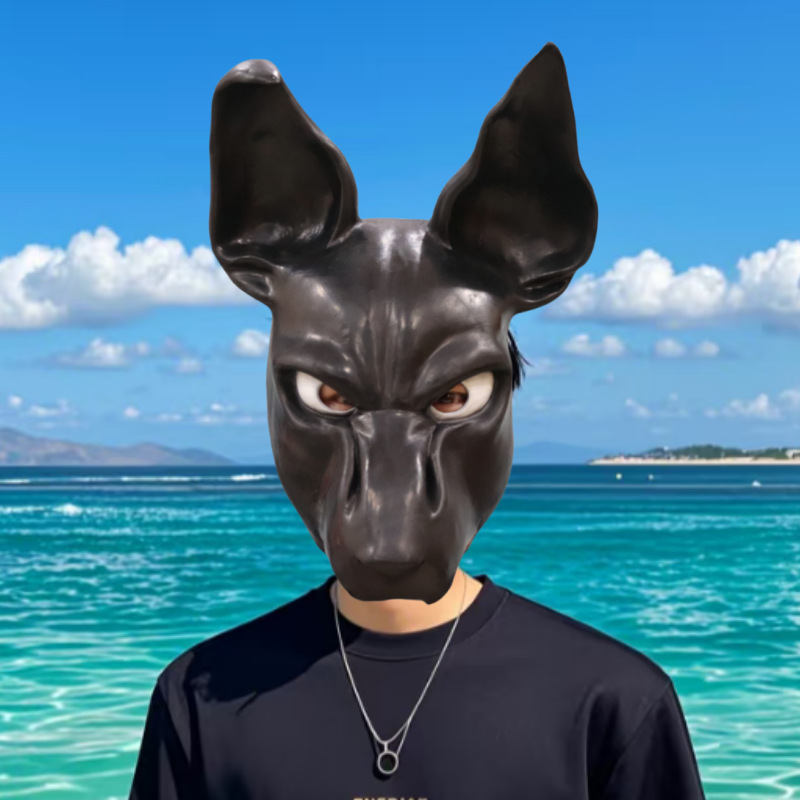 Nuevo animal perro negro máscara de látex capucha divertido caballero oscuro jugando máscara de Halloween