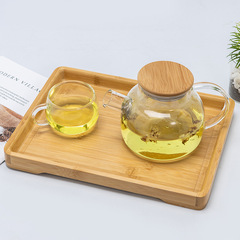 全竹長方形圓角托盤家用麵包水果托盤酒店水杯托盤簡約甜品盤茶盤