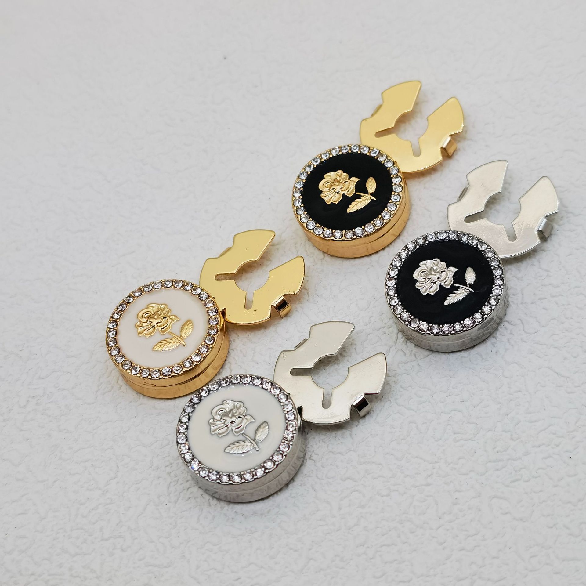 Boutique Small Fragrant Rose Metal Glue Buttons Tweed Knitwear Knitwear Jacket Decorative Buttons Cufflinks
