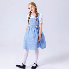 六一子供のハロウィンの服装の子供の童話のストーリのワンピースの格子の農場の少女の舞台は服装を演じます。