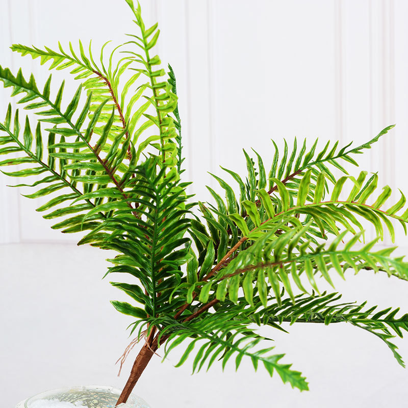 跨境批發人造蕨葉 歐美花瓶插花綠色植物蕨葉仿真高山羊齒蕨葉