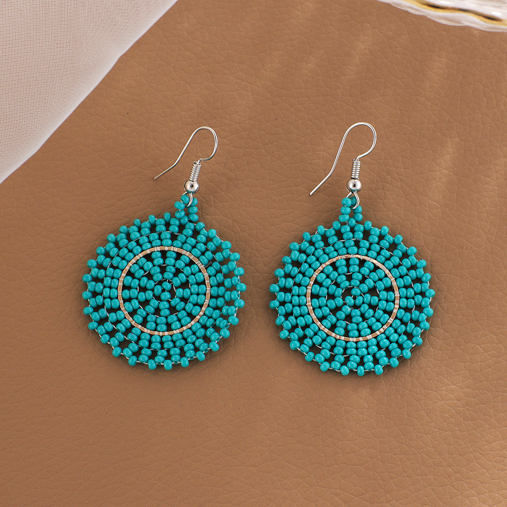 22g Weight Steel, Iron Ear Needle Material Drop Earrings Classification 1 Pair Quantity Holiday, Daily Occasion Seed Bead Material Geometric Pattern Women's Gender Beaded Design Bohemian Style 1 Pair Bohemian Geometric Beaded Seed Bead Drop Earrings 8
