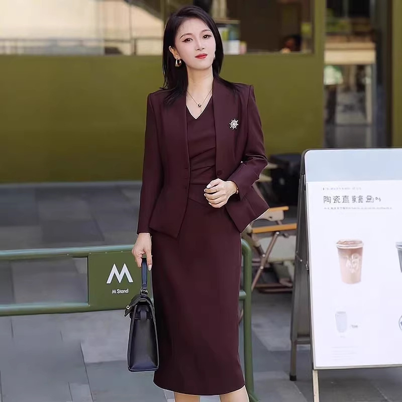 Red Blazer for Women, Spring and Autumn 2024 New Style, Wedding Host Formal Suit, Suit Dress, Plus Size