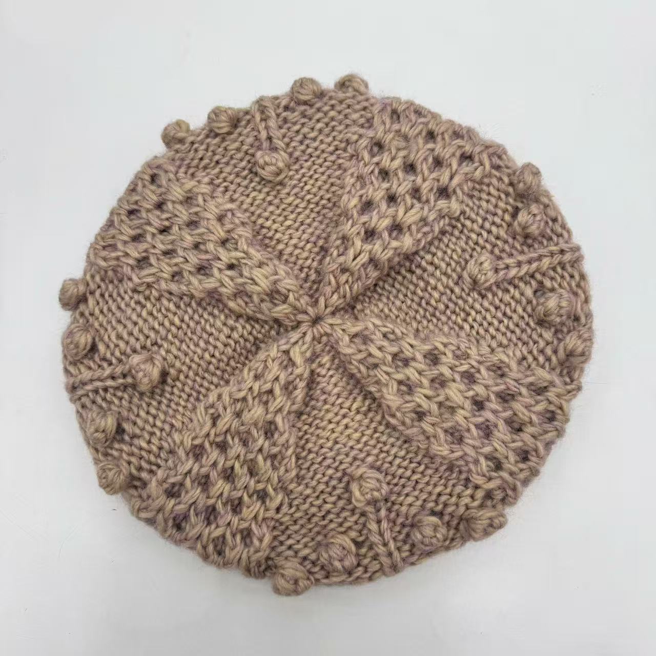 Women's Winter Wool Crochet Beret Handmade Knitted Painter Hat_voghion.com