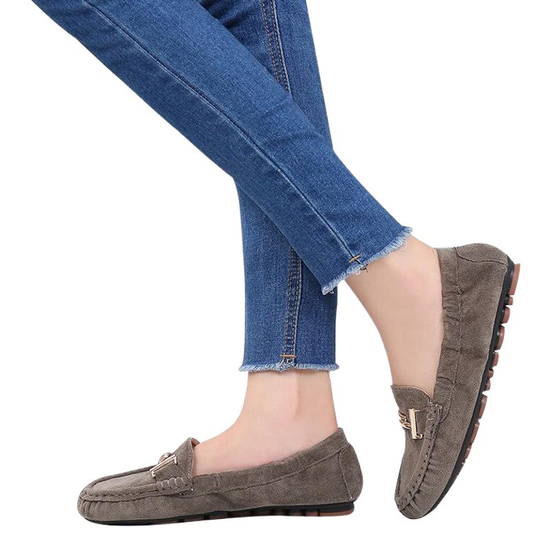 Mocasines para mujer 2023 primavera y verano nuevo estilo coreano deslizamiento-en mujeres embarazadas planas 41-43 más tamaño rollo de huevo antideslizante bombas