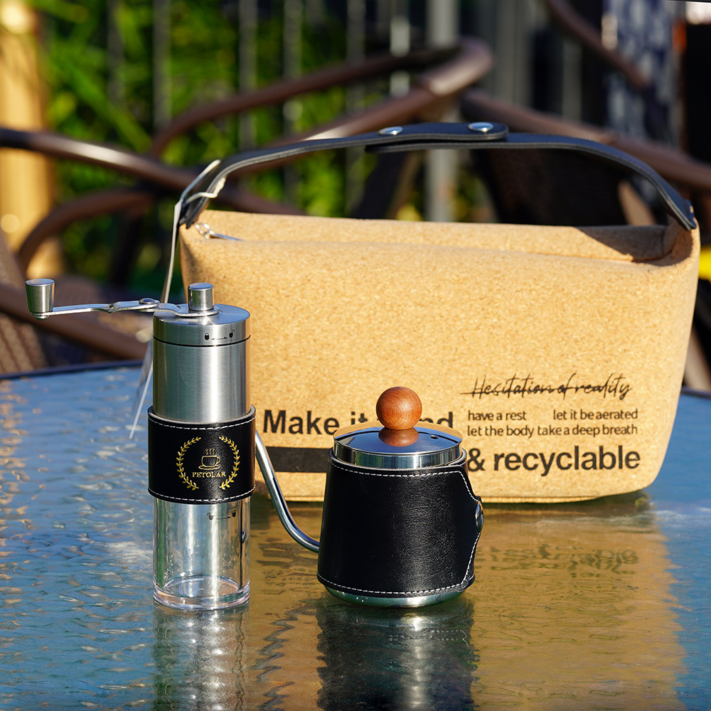 Kit de café de campamento al aire libre equipo de café de viaje portátil cafetera de café molino de mano cafetera