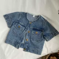 GL-kids осенняя детская ретро джинсовая юбка, кардиган для девочек и мальчиков, куртка, корейский стиль, с коротким рукавом, британский стиль