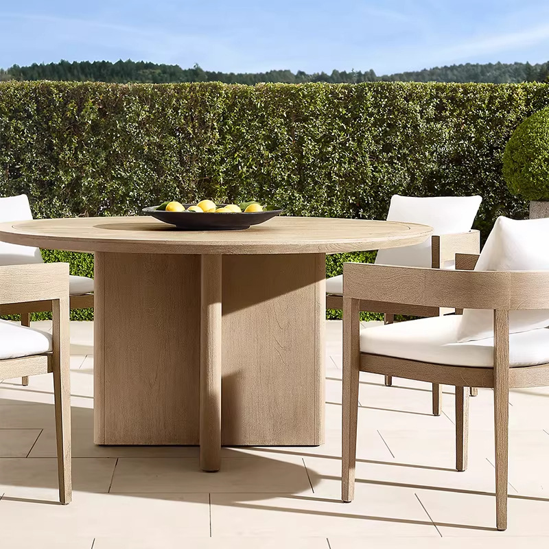 Mesa y silla de teca al aire libre simple anticorrosivo madera sólida mesa y silla al aire libre nórdica patio villa jardín combinación de ocio al aire libre
