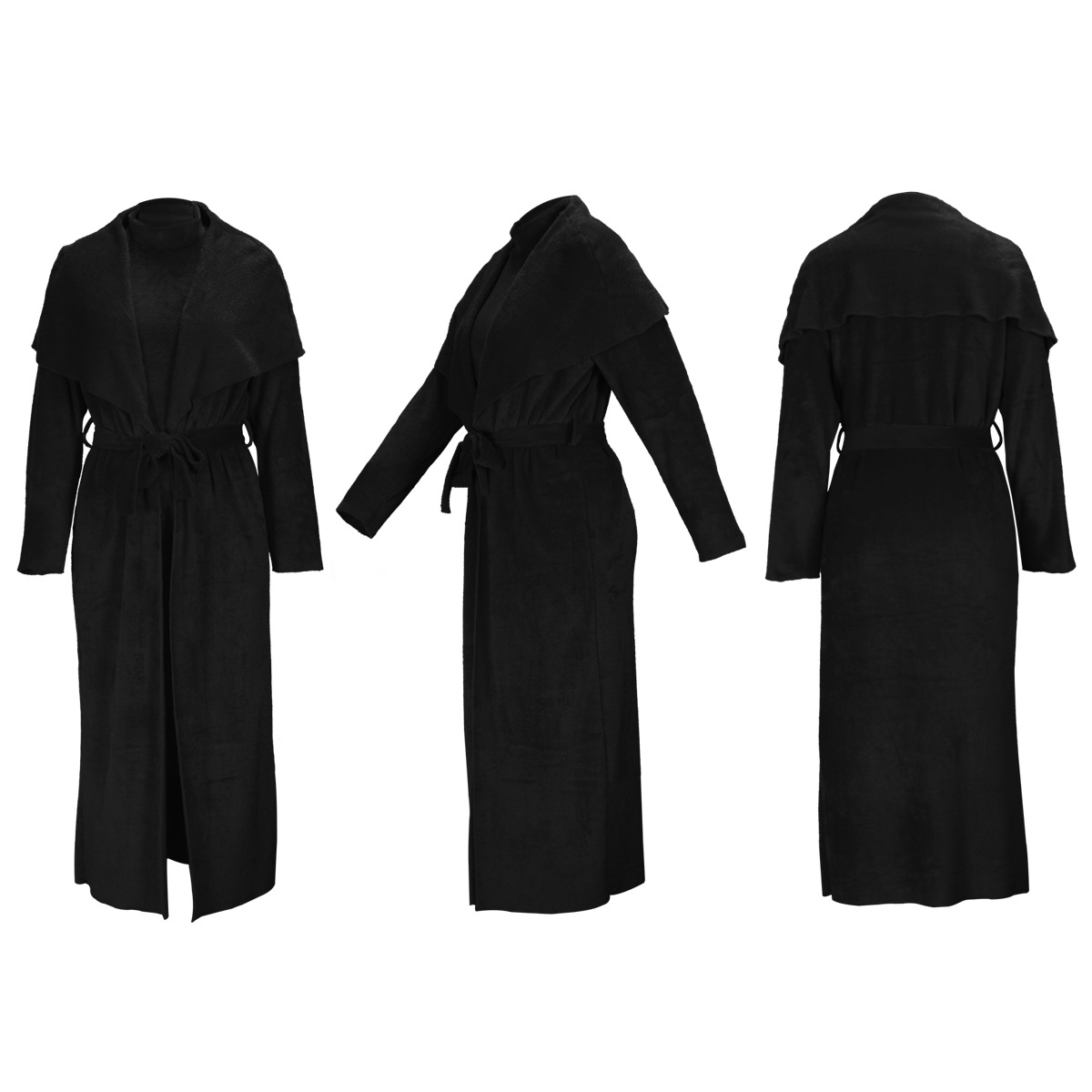 Completo due pezzi donna vestito in velluto e cardigan lungo_voghion.com