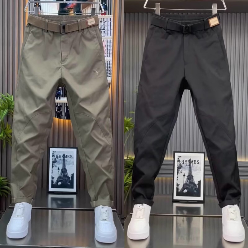 Men's Black Cropped Casual Dress Pants for Autumn, Slim Fit Straight-Leg Versatile Slimming Black Warrior Tapered Pants