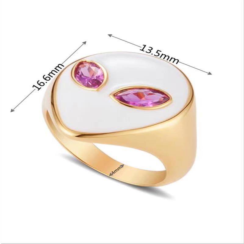 Wholesale Alien Head Ring 18k Gold Color-preserving Jewelry Color Cute Girl Ring display picture 1