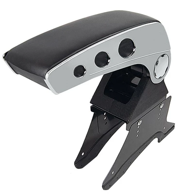 Cross-Border Wholesale Car Center Console Armrest Box, No Drilling Required, Universal Fit, Can Be Tilted 90 Degrees ° Rotating Car Armrest Storage Box (Armrest box) - electroplated-side-panels-black-leather-car-armrest-box-can-be-rotated-90