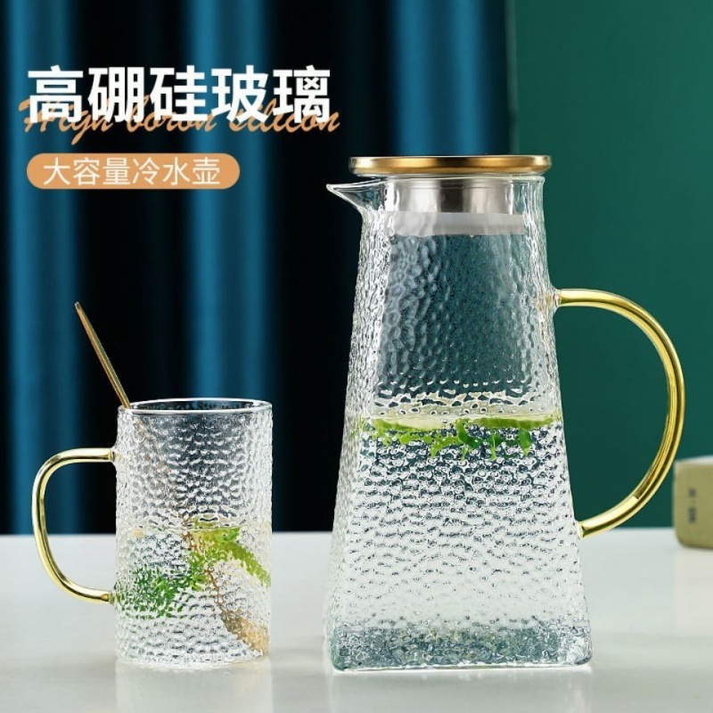 Tea cup set household light luxury high temperature resistant cold kettle hammered glass hand cup family drinking cup tea set