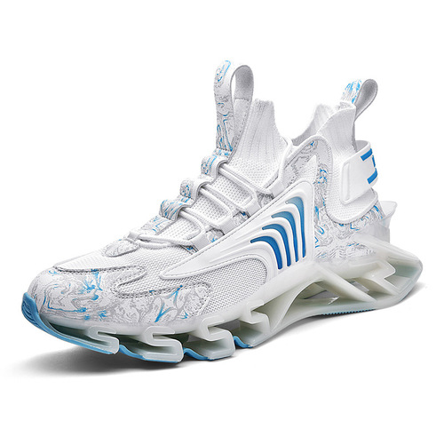 New Men's Shoes Trendy White Sneakers Running Shock Absorbing Mesh Shoes Spring and Autumn Season Mesh Surface Breathable Sharp Blade Basketball Shoes