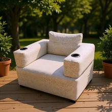 带杯座自动充气单人沙发 内置充气泵户外休闲椅 定制自动充气家具