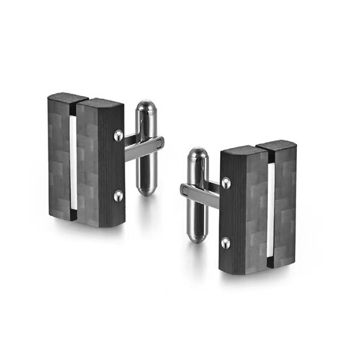 Source goods European and American new stainless steel combination solid carbon fiber cufflinks European and American men's suit shirt sleeve nails
