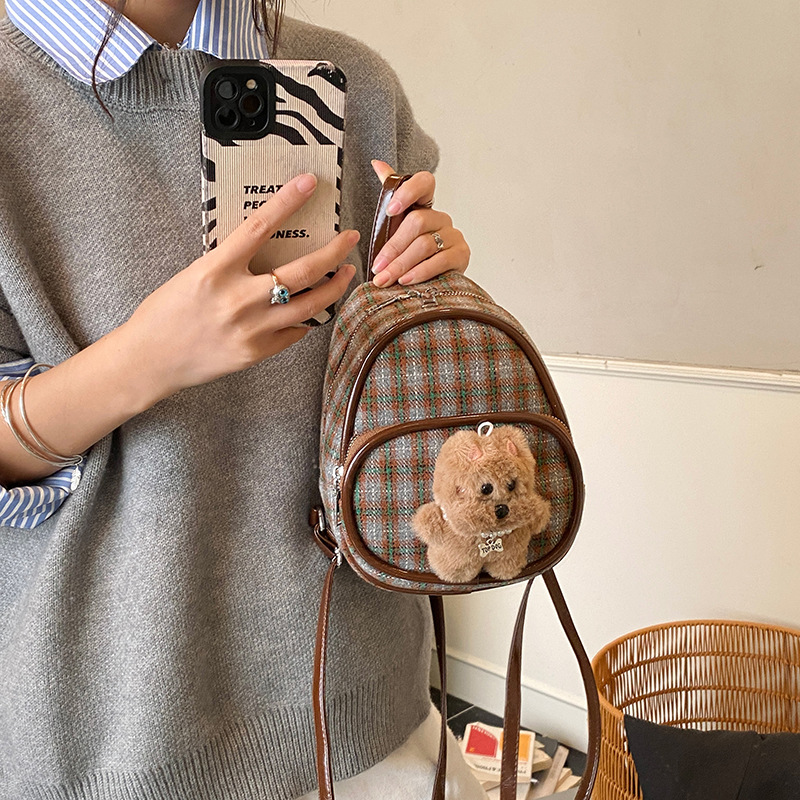 Caricaturas lindas perros, mochila para niños y niñas, mini mochila a cuadros para bebés, nueva mochila para niños 2025