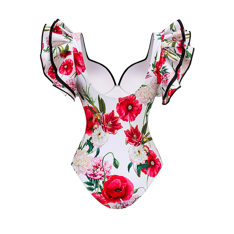 Women's Chiffon Polyester Printed One-piece Swimsuit Suit