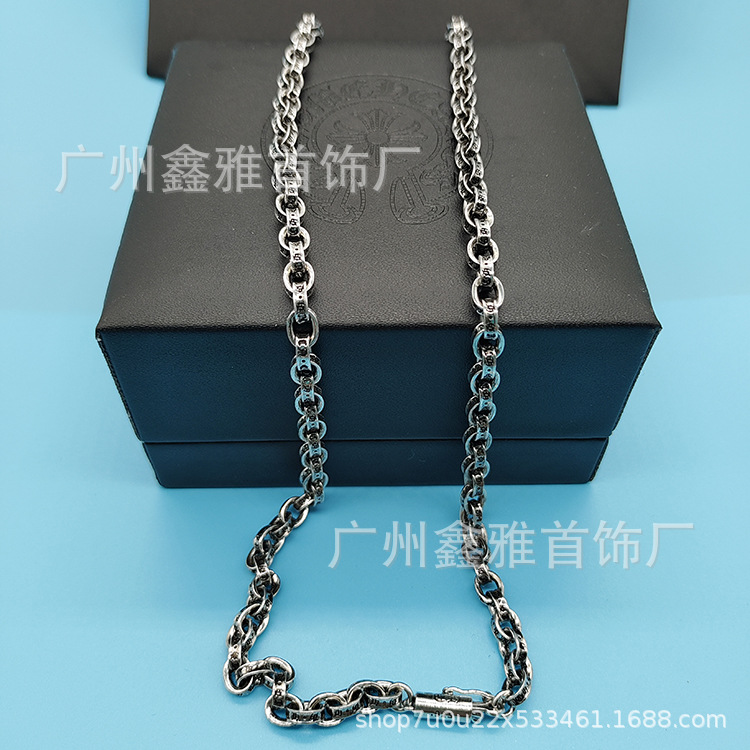 Collar de Chkeluo S925 carta de anclaje estándar de la flor de los hombres y mujeres retro de hombres y mujeres collar de pareja de hombres y mujeres