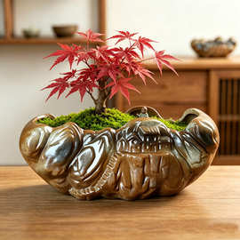 陶瓷花盆陶瓷花器透气粗陶盆器庭院阳台绿植种养用具工厂直售