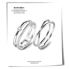 韓版ins風小眾設計感簡約百搭交叉幾何素圈開口冷淡風食指戒指女