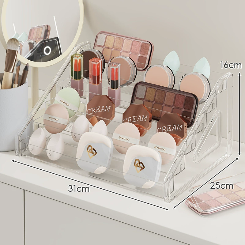 Acrylic Cosmetic Organizer, multi-layer 3–7 tiers, snap-on easy installation