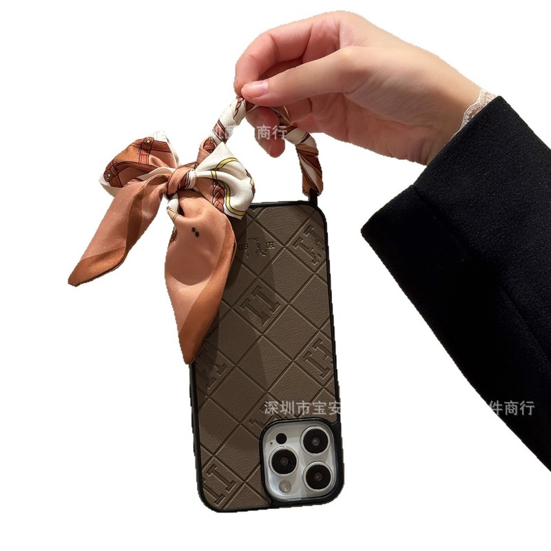 軽量高級シルクスカーフリボン外国貿易ホットセール新しいトレンディなブランド iPhone16Promax Apple 15 携帯電話ケースに適しています|undefined