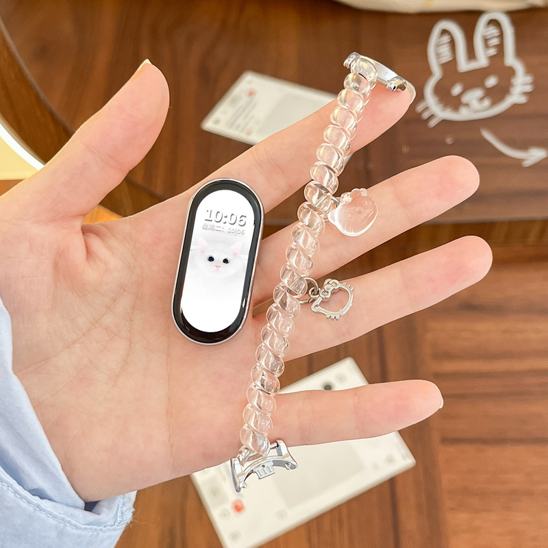 [KT 猫] Xiaomi Mi Band 10 ストラップ 9 新しい透明電話コード時計リングヘアバンド 8 リストバンド女性の夏に適しています|undefined