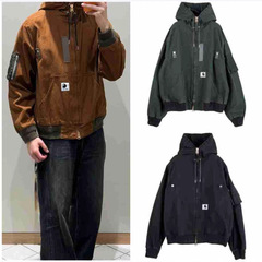 25秋冬联名款 抽绳拉链连帽全棉夹克外套男女同款宽松休闲上衣